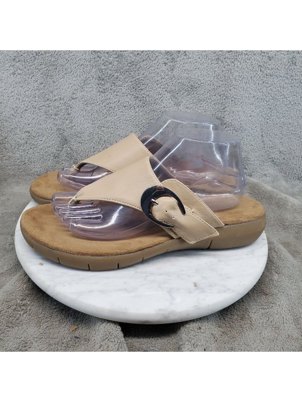 Aerosoles Shoes Womens Size 10 Tan Faux Leather A2 Wipline Thong Sandals *Read*